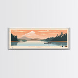 Richard B. Russell Lake, Georgia Framed Canvas Print, Panoramic Travel Poster, Midcentury Modern Art, Living Room Decor, Pop Art, Wall Art