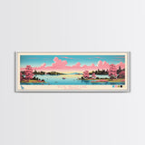 Rose Valley Lake, Pennsylvania Framed Canvas Print, Panoramic Travel Poster, Midcentury Modern Art, Bedroom Decor, Pop Art, Wall Art