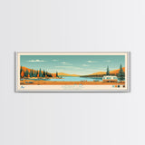 Sheridan Lake, South Dakota Framed Canvas Print, Panoramic Wall Art, Midcentury Modern Decor, Pop Art, Travel Poster, Living Room Decoration