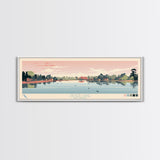 Silver Lake, Delaware Framed Canvas Print, Panoramic Wall Art, Midcentury Modern Decor, Pop Art, Travel Poster, Home Decoration