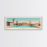 Willow Springs Lake, Arizona Panoramic Framed Canvas Print, Lake House Art, Midcentury Modern Decor, Pop Art, Travel Poster, Bedroom Wall Art