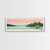 Yatesville Lake, Kentucky Panoramic Framed Canvas Print, Lake House Decor, Midcentury Modern Art, Pop Art, Travel Poster