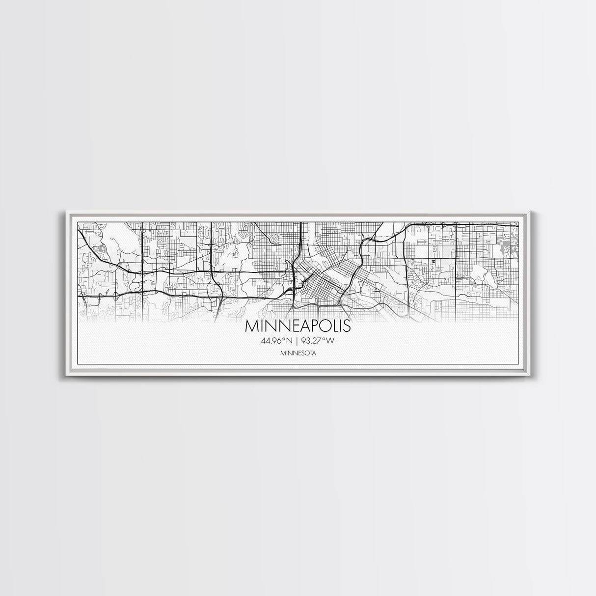 Panoramic Minneapolis City Map, Minnesota Art, Map Print, Minimalist Wall Art, Canvas Art, Housewarming Gift, Street Map Art, Closing Gift