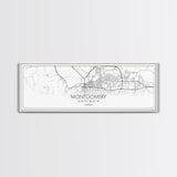 Panoramic Montgomery City Map, Alabama Art, Map Print, Minimalist Wall Art, Canvas Art, Housewarming Gift, Street Map Art, Closing Gift