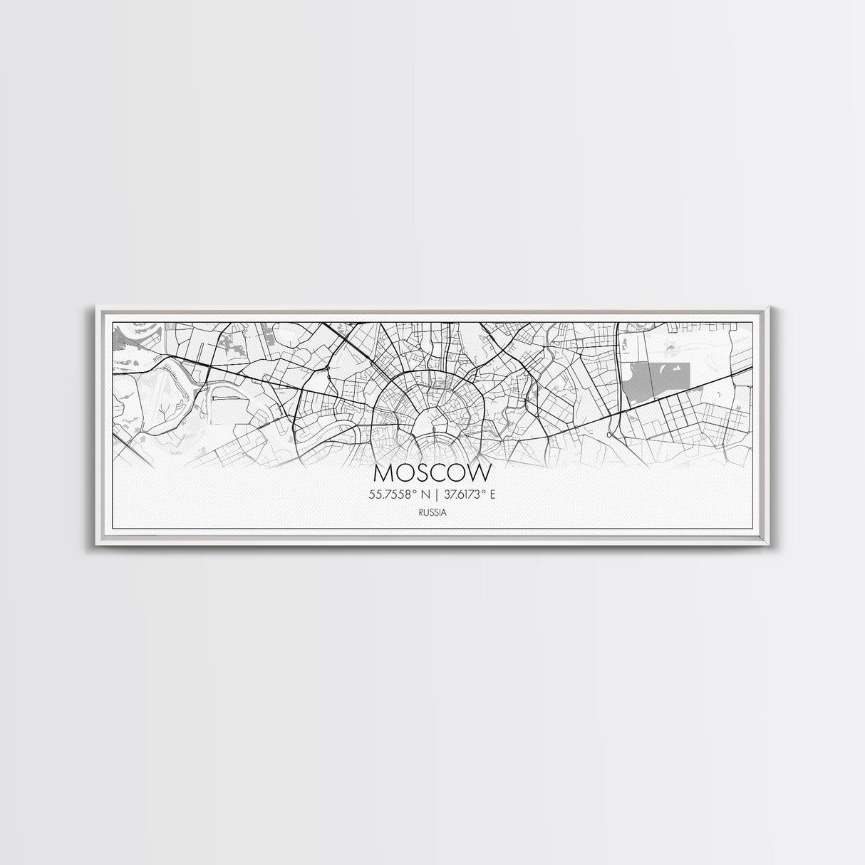 Panoramic Moscow City Map, Russia Art, Map Print, Minimalist Wall Art, Canvas Art, Housewarming Gift, Street Map Art, Closing Gift