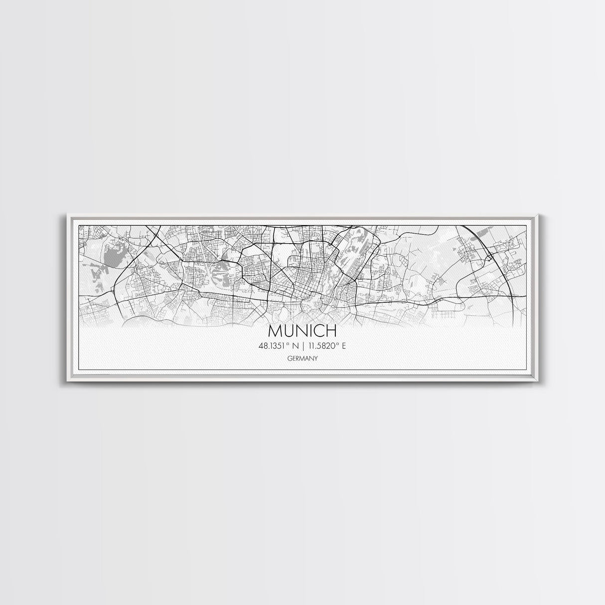 Panoramic Munich City Map, Germany Art, Map Print, Minimalist Wall Art, Canvas Art, Housewarming Gift, Street Map Art, Closing Gift