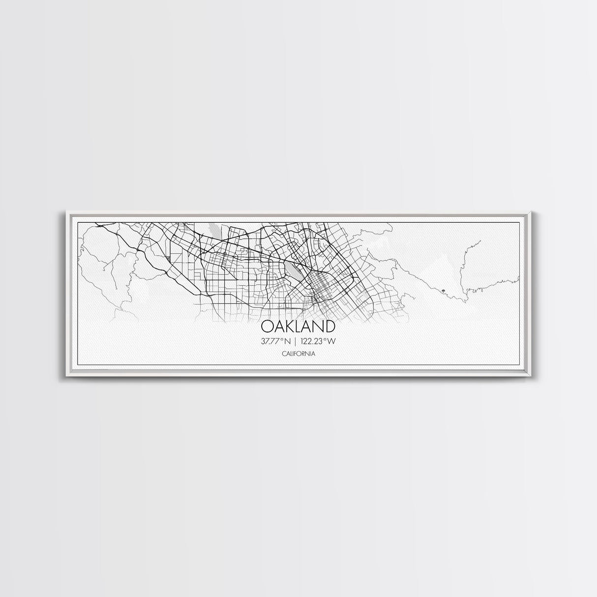 Panoramic Oakland City Map, California Art, Map Print, Minimalist Wall Art, Canvas Art, Housewarming Gift, Street Map Art, Closing Gift