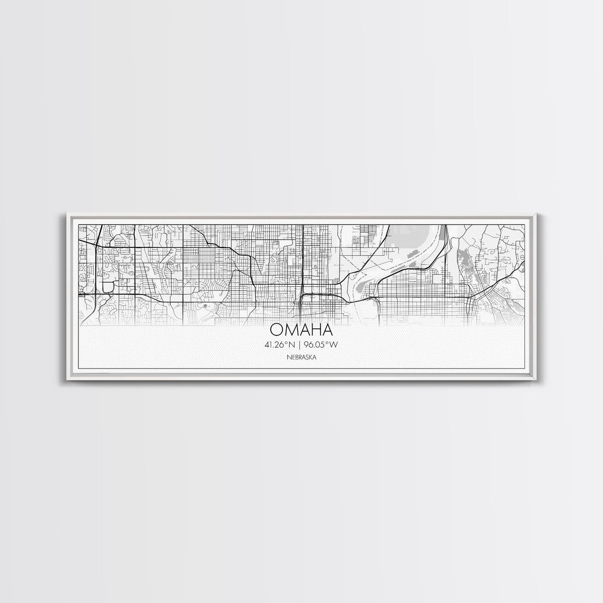 Panoramic Omaha City Map, Nebraska Art, Map Print, Minimalist Wall Art, Canvas Art, Housewarming Gift, Street Map Art, Closing Gift