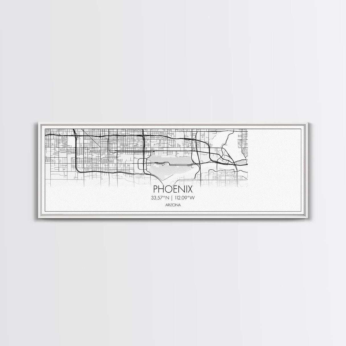 Panoramic Phoenix City Map, Arizona Art, Map Print, Minimalist Wall Art, Canvas Art, Housewarming Gift, Street Map Art, Closing Gift