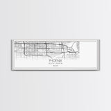 Panoramic Phoenix City Map, Arizona Art, Map Print, Minimalist Wall Art, Canvas Art, Housewarming Gift, Street Map Art, Closing Gift