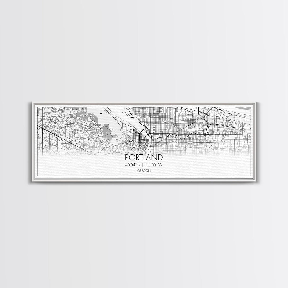 Panoramic Portland City Map, Oregon Art, Map Print, Minimalist Wall Art, Canvas Art, Housewarming Gift, Street Map Art, Closing Gift