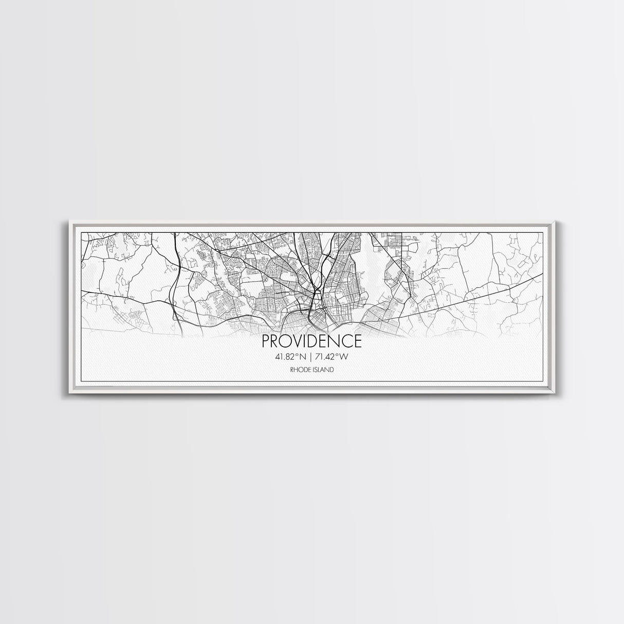 Panoramic Providence City Map, Rhode Island Art, Map Print, Minimalist Wall Art, Canvas Art, Housewarming Gift, Street Map Art, Closing Gift