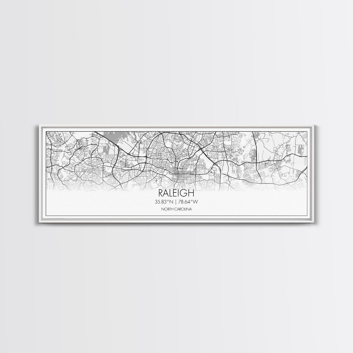 Panoramic Raleigh City Map, North Carolina Art, Map Print, Minimalist Wall Art, Canvas Art, Housewarming Gift, Street Map Art, Closing Gift