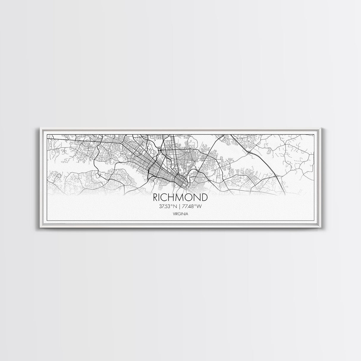 Panoramic Richmond City Map, Virginia Art, Map Print, Minimalist Wall Art, Canvas Art, Housewarming Gift, Street Map Art, Closing Gift