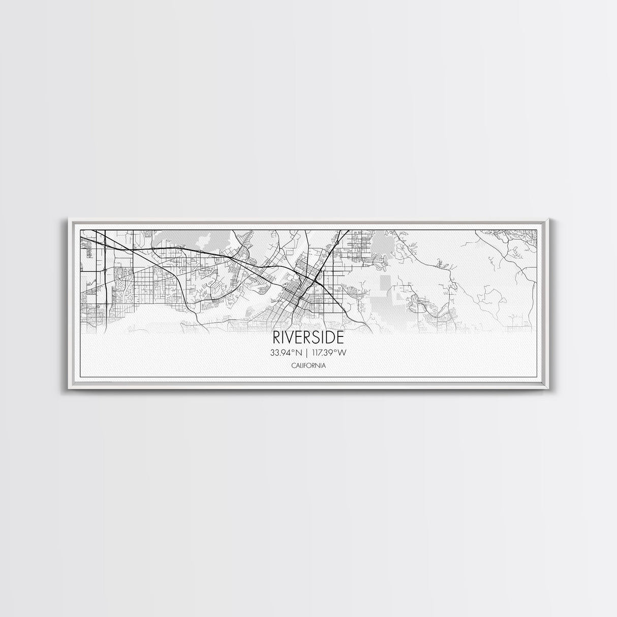 Panoramic Riverside City Map, California Art, Map Print, Minimalist Wall Art, Canvas Art, Housewarming Gift, Street Map Art, Closing Gift