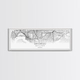 Panoramic San Diego City Map, California Art, Map Print, Minimalist Wall Art, Canvas Art, Housewarming Gift, Street Map Art, Closing Gift