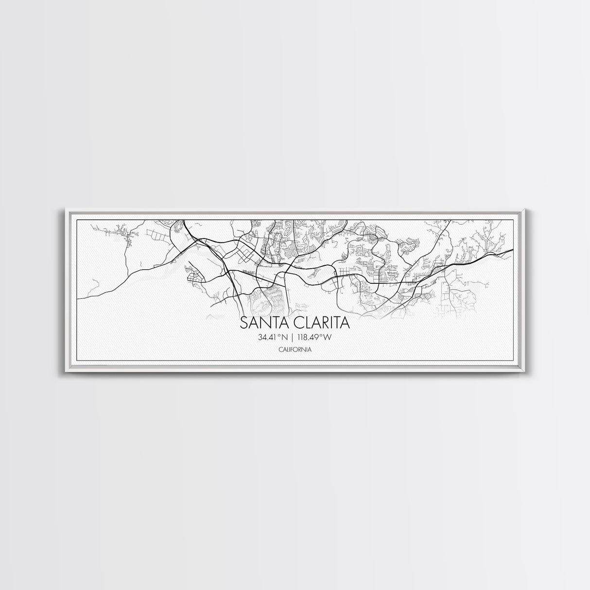 Panoramic Santa Clarita City Map, California Art, Map Print, Minimalist Wall Art, Canvas Art, Housewarming Gift, Street Map, Closing Gift