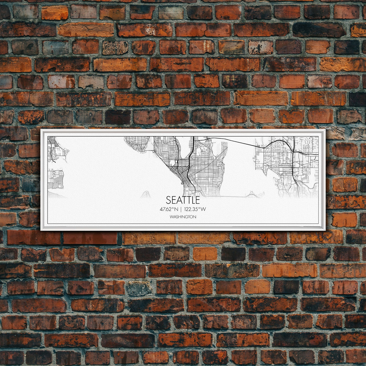 Panoramic Seattle City Map, Washington Art, Map Print, Minimalist Wall Art, Canvas Art, Housewarming Gift, Street Map Art, Closing Gift