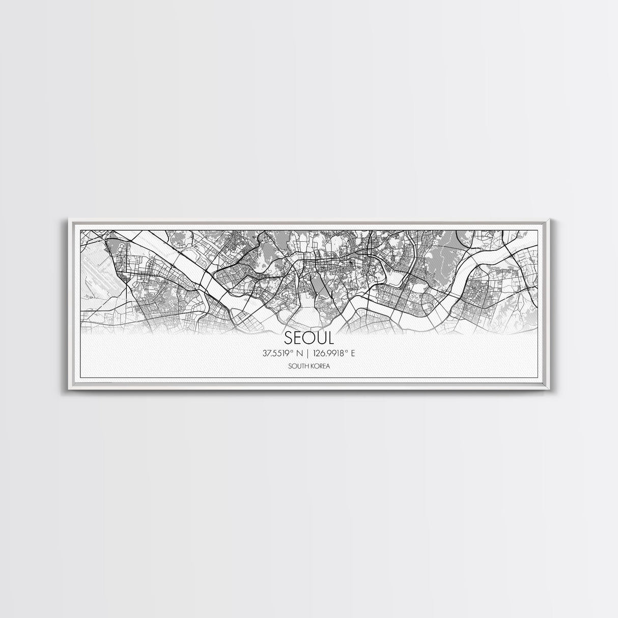 Panoramic Seoul City Map, South Korea Art, Map Print, Minimalist Wall Art, Canvas Art, Housewarming Gift, Street Map Art, Closing Gift