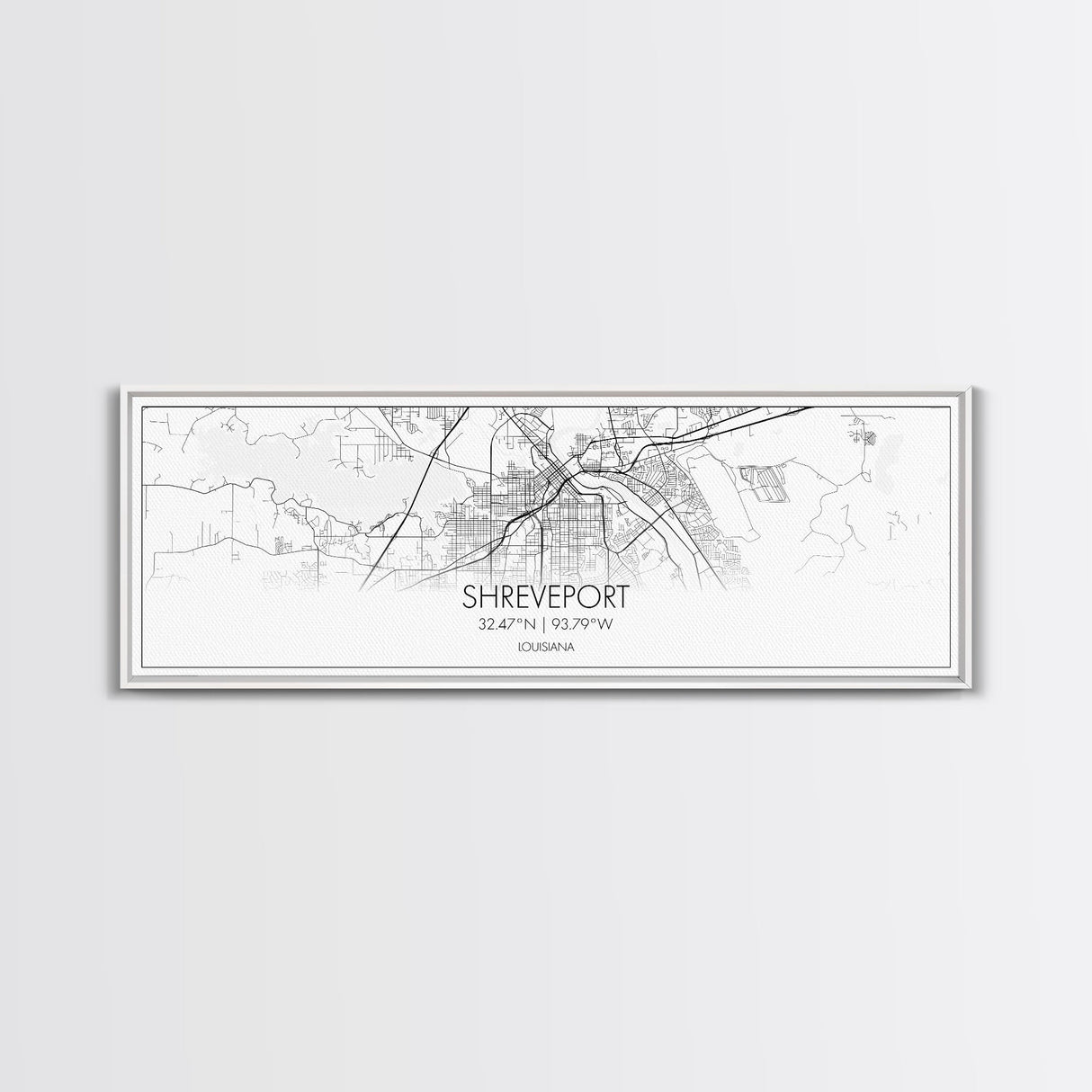 Panoramic Shreveport City Map, Louisiana Art, Map Print, Minimalist Wall Art, Canvas Art, Housewarming Gift, Street Map Art, Closing Gift