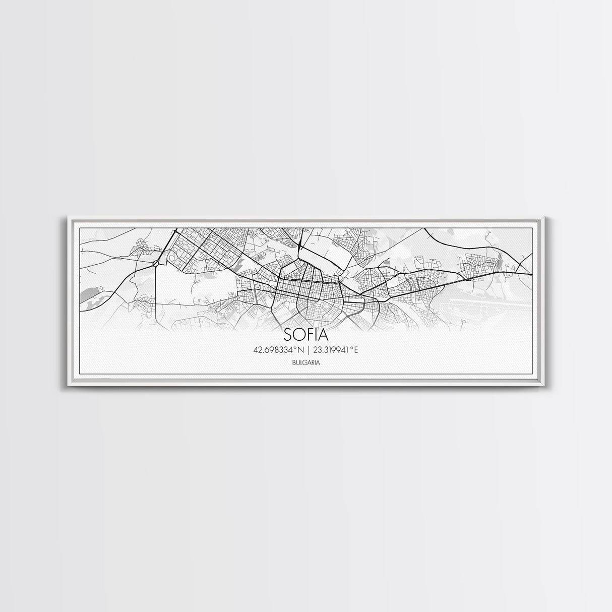 Panoramic Sofia City Map, Bulgaria Art, Map Print, Minimalist Wall Art, Canvas Art, Housewarming Gift, Street Map Art, Closing Gift