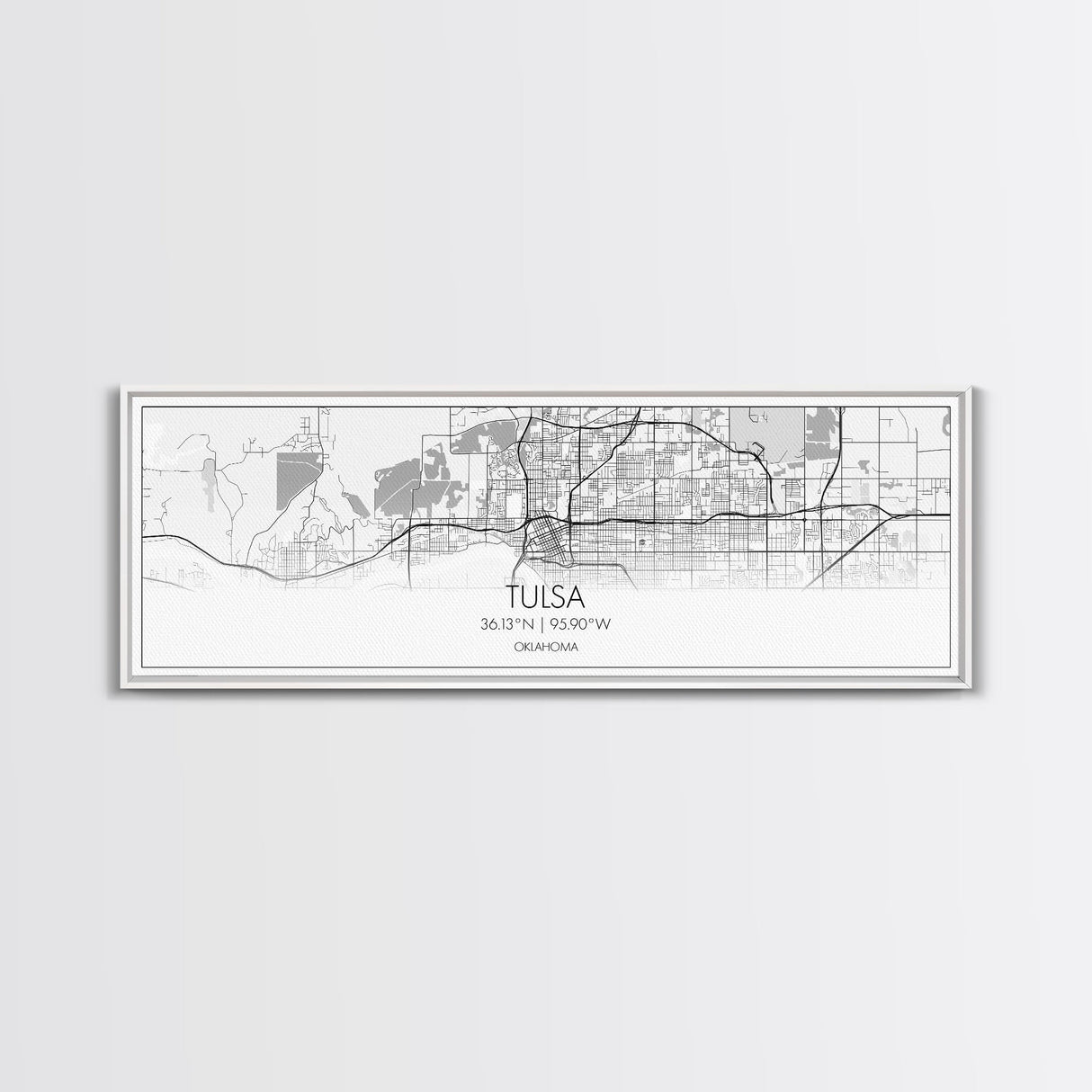 Panoramic Tulsa City Map, Oklahoma Art, Map Print, Minimalist Wall Art, Canvas Art, Housewarming Gift, Street Map Art, Closing Gift