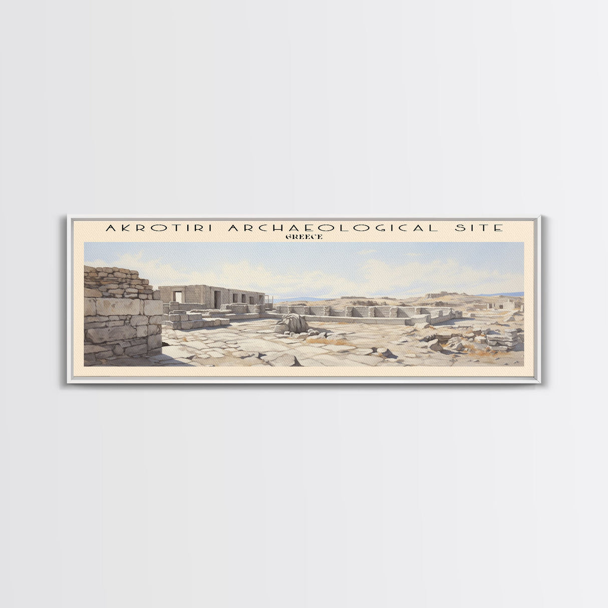 Akrotiri Archaeological Site Framed Canvas Print Travel Poster | Wall Art | Home Decor | Gift For Travel Lover | Wall Hanging | Original Art