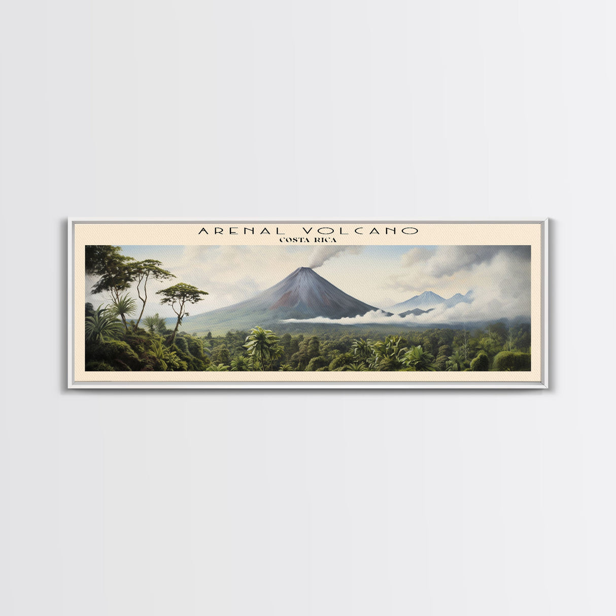 Arenal Volcano Travel Poster Print, Framed Canvas Print, Costa Rica Travel Art, Wood Framed Art, Wall Hanging, Home Decor