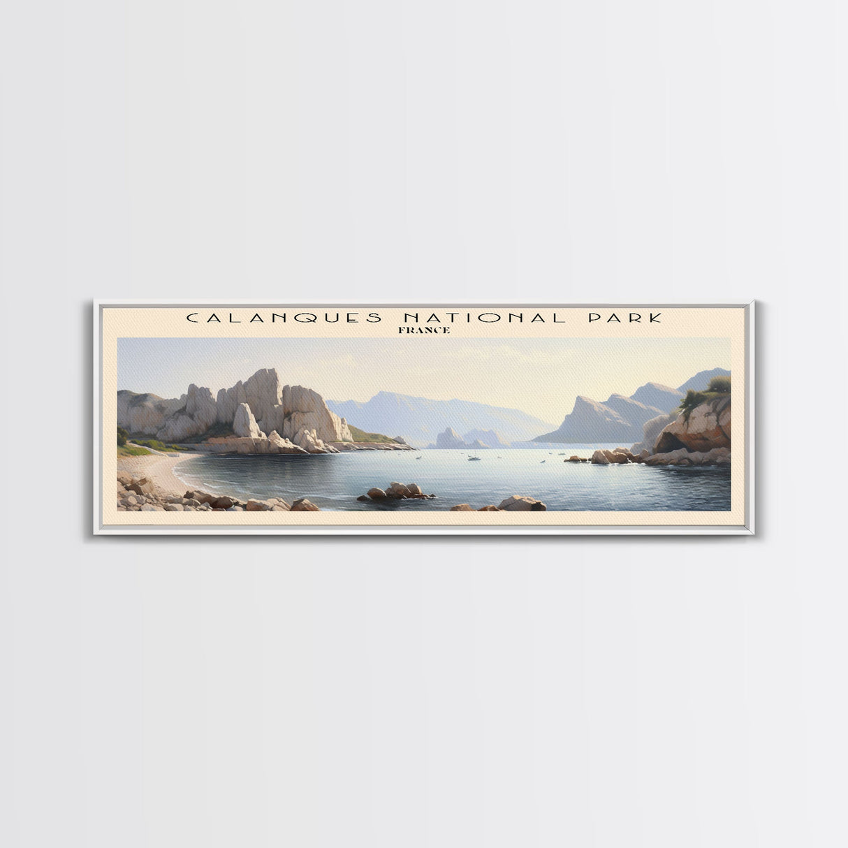 Calanques National Park COUNTRY | Framed Travel Poster Canvas Print | Trendy Wall Art | Watercolor Painting | Living Room Art | Unique Art