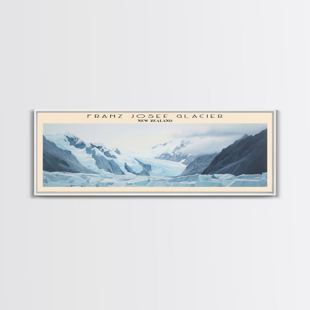 Franz Josef Glacier COUNTRY Travel Poster Print, Framed Canvas Print, COUNTRY Travel Art, Wood Framed Art, Wall Hanging, Home Decor