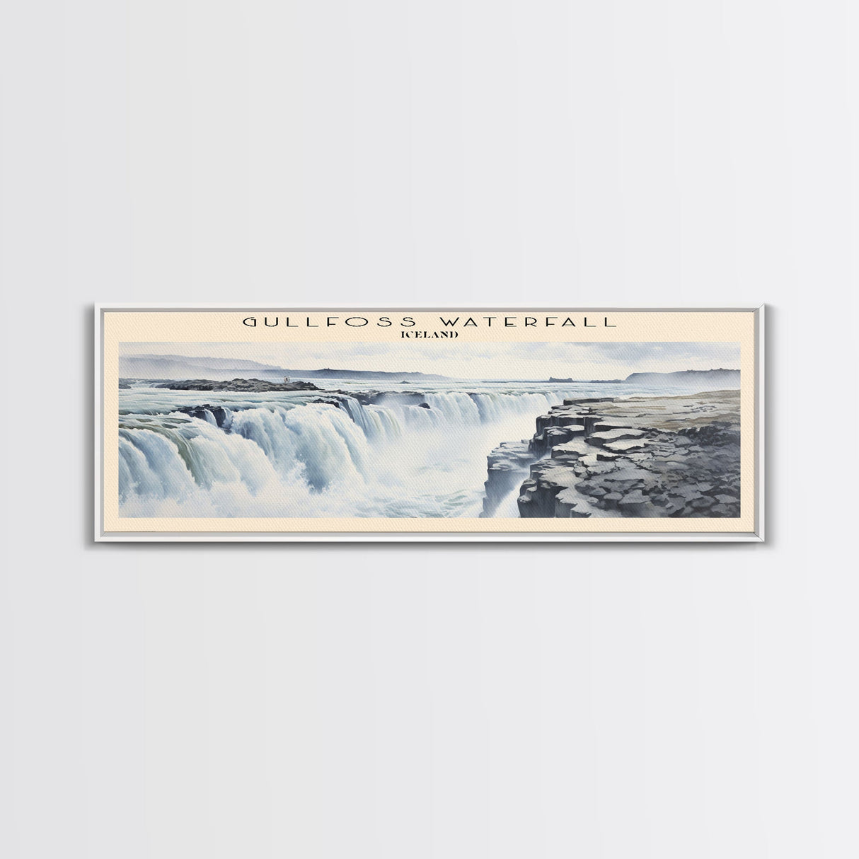 Gullfoss Waterfall Travel Poster Print, Framed Canvas Wall Art, Metal Wall Art, COUNTRY art, Gift For Him, Travel Wall Art, Travel Lover Gift