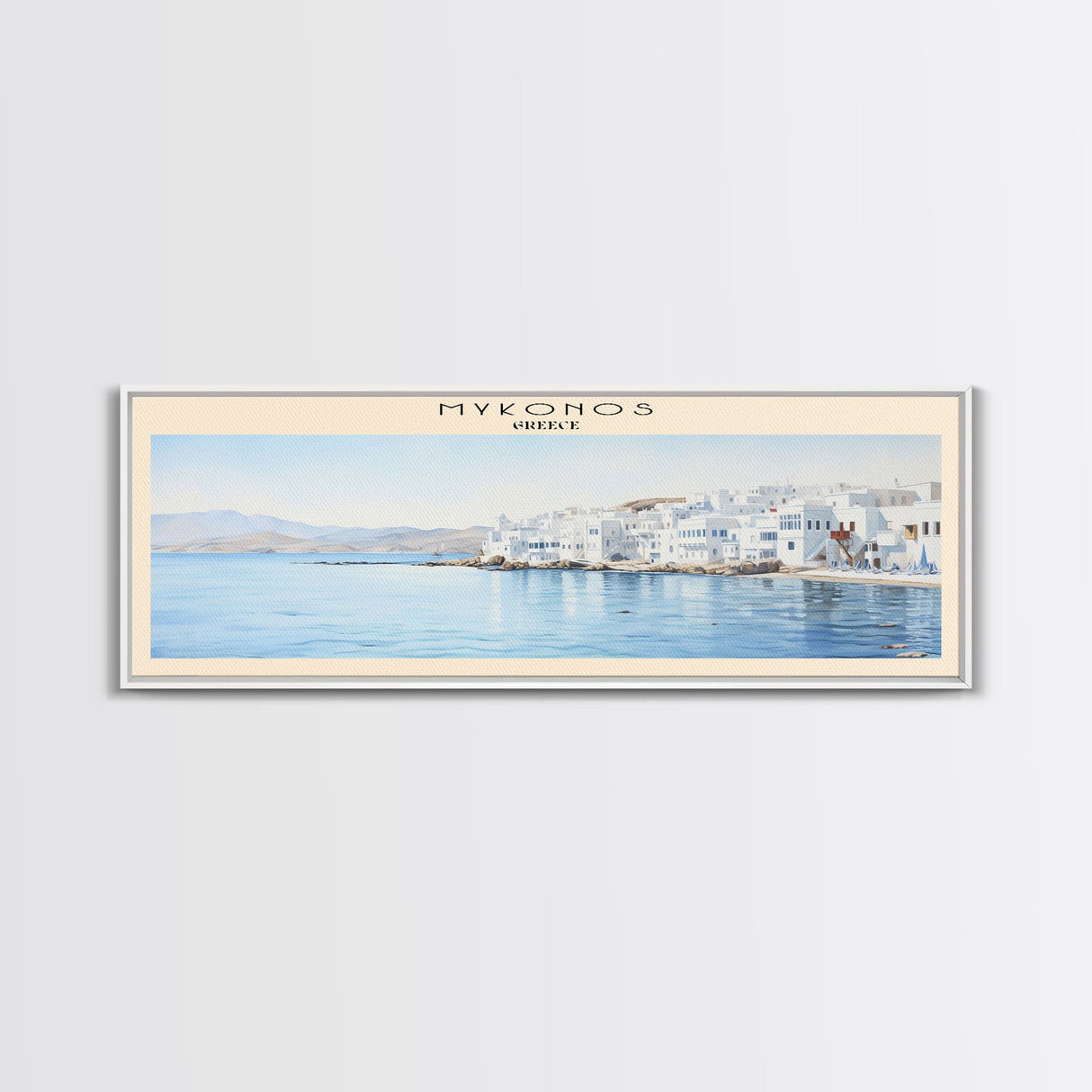 Mykonos COUNTRY Travel Poster Print, Framed Canvas Print, COUNTRY Travel Art, Wood Framed Art, Wall Hanging, Home Decor