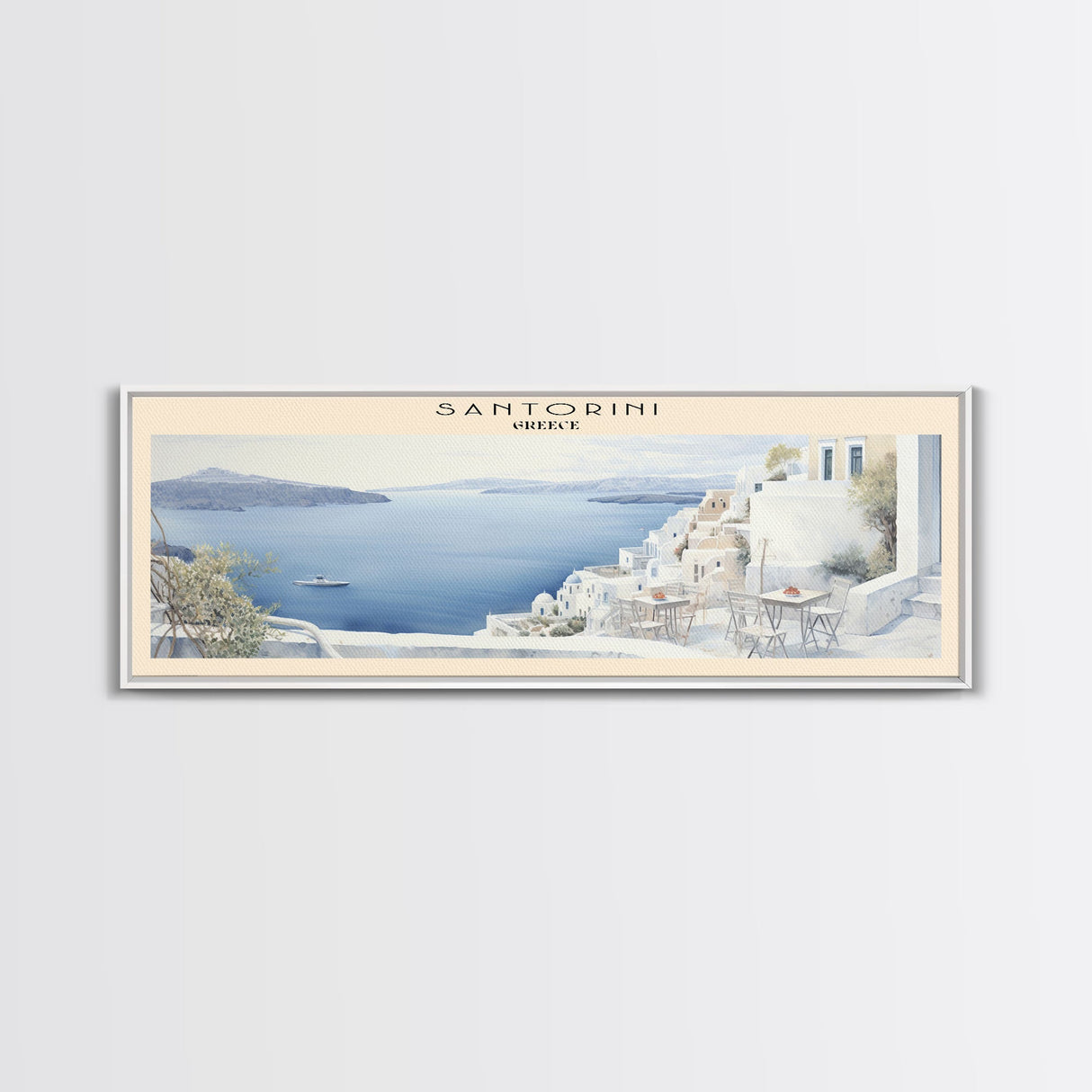 Santorini COUNTRY Travel Poster Print, Framed Canvas Print, COUNTRY Travel Art, Wood Framed Art, Wall Hanging, Home Decor