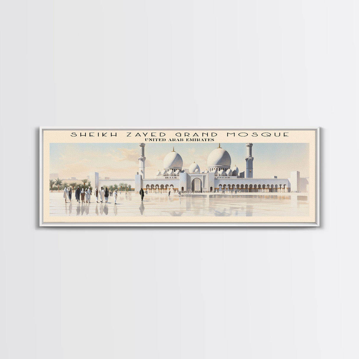 Sheikh Zayed Grand Mosque COUNTRY | Framed Travel Poster Canvas Print | Trendy Wall Art | Watercolor Painting | Living Room Art | Unique Art