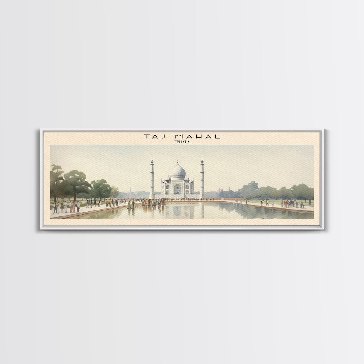 Taj Mahal Travel Poster Print, Framed Canvas Print, COUNTRY Travel Art, Wood Framed Art, Wall Hanging, Home Decor