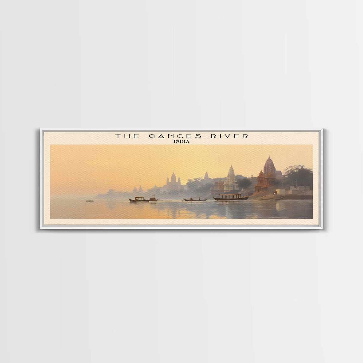 The Ganges River COUNTRY Travel Poster Print, Framed Canvas Print, COUNTRY Travel Art, Wood Framed Art, Wall Hanging, Home Decor