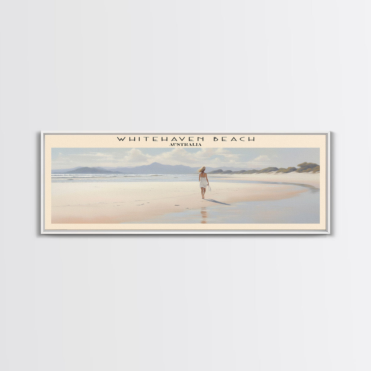 Whitehaven Beach Travel Poster Print, Framed Canvas Print, COUNTRY Travel Art, Wood Framed Art, Wall Hanging, Home Decor