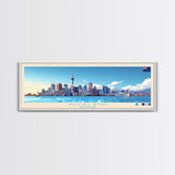 Auckland, New Zealand Panoramic Travel Poster Canvas Print, Auckland, New Zealand Painting, New Zealand Art, Auckland Travel Art, Guest Room Painting