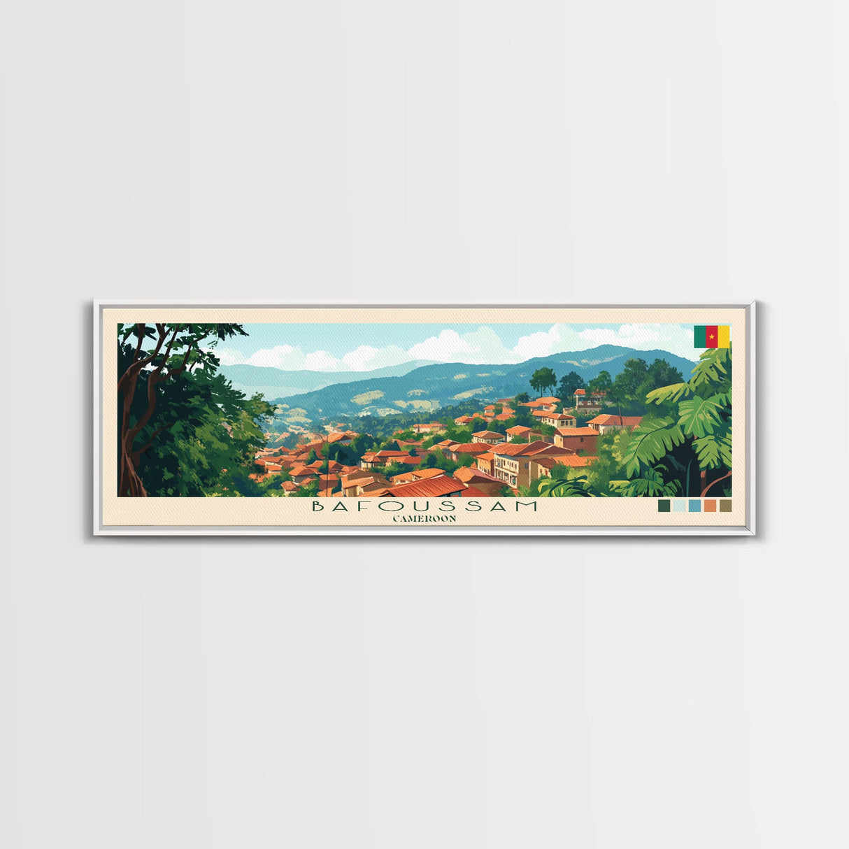 Bafoussam, Cameroon Travel Poster Panoramic Canvas Print, Bafoussam, Cameroon Painting, Cameroon Art, Bafoussam Travel Art, Guest Room Painting