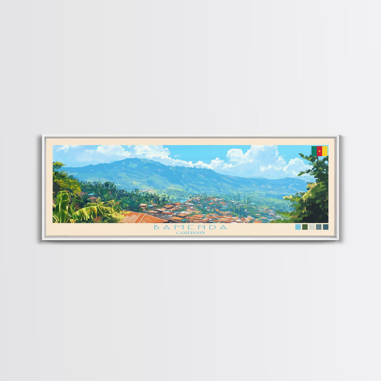 Bamenda, Cameroon Panoramic Travel Poster Canvas Print, Bamenda, Cameroon Painting, Cameroon Art, Bamenda Panoramic Travel Art, Travel Painting