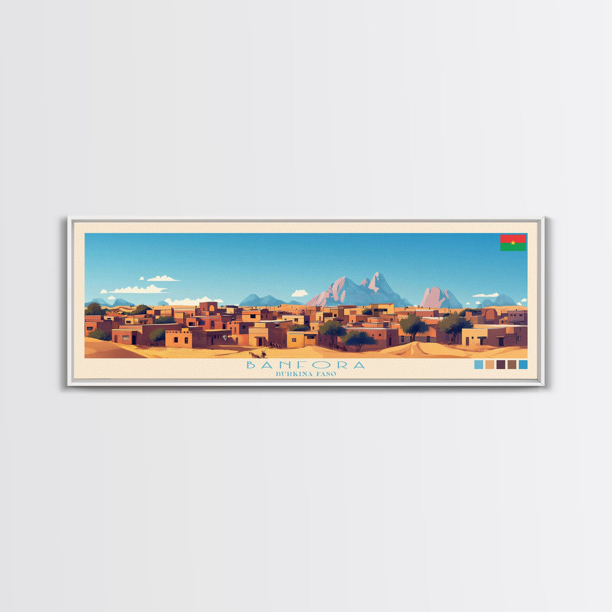 Banfora, Burkina Faso Panoramic Travel Poster Canvas Print, Banfora, Burkina Faso Painting, Burkina Faso Art, Banfora Travel Art, Guest Room Painting