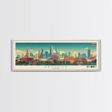 Bangkok, Thailand Travel Poster Panoramic Canvas Print, Bangkok, Thailand Painting, Thailand Art, Bangkok Travel Art, Guest Room Painting