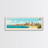 Dakar, Senegal Travel Poster Panoramic Canvas Print, Dakar, Senegal Painting, Senegal Art, Dakar Travel Art, Guest Room Painting