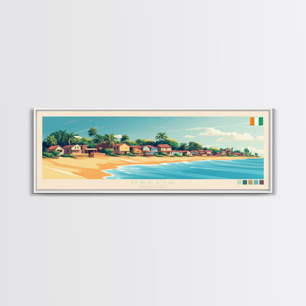 Daloa, Ivory Coast Panoramic Travel Poster Canvas Print, Daloa, Ivory Coast Painting, Ivory Coast Art, Daloa Panoramic Travel Art, Travel Painting