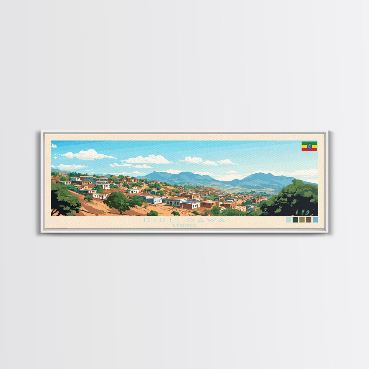 Dire Dawa, Ethiopia Travel Poster Panoramic Canvas Print, Dire Dawa, Ethiopia Painting, Ethiopia Art, Dire Dawa Travel Art, Guest Room Painting