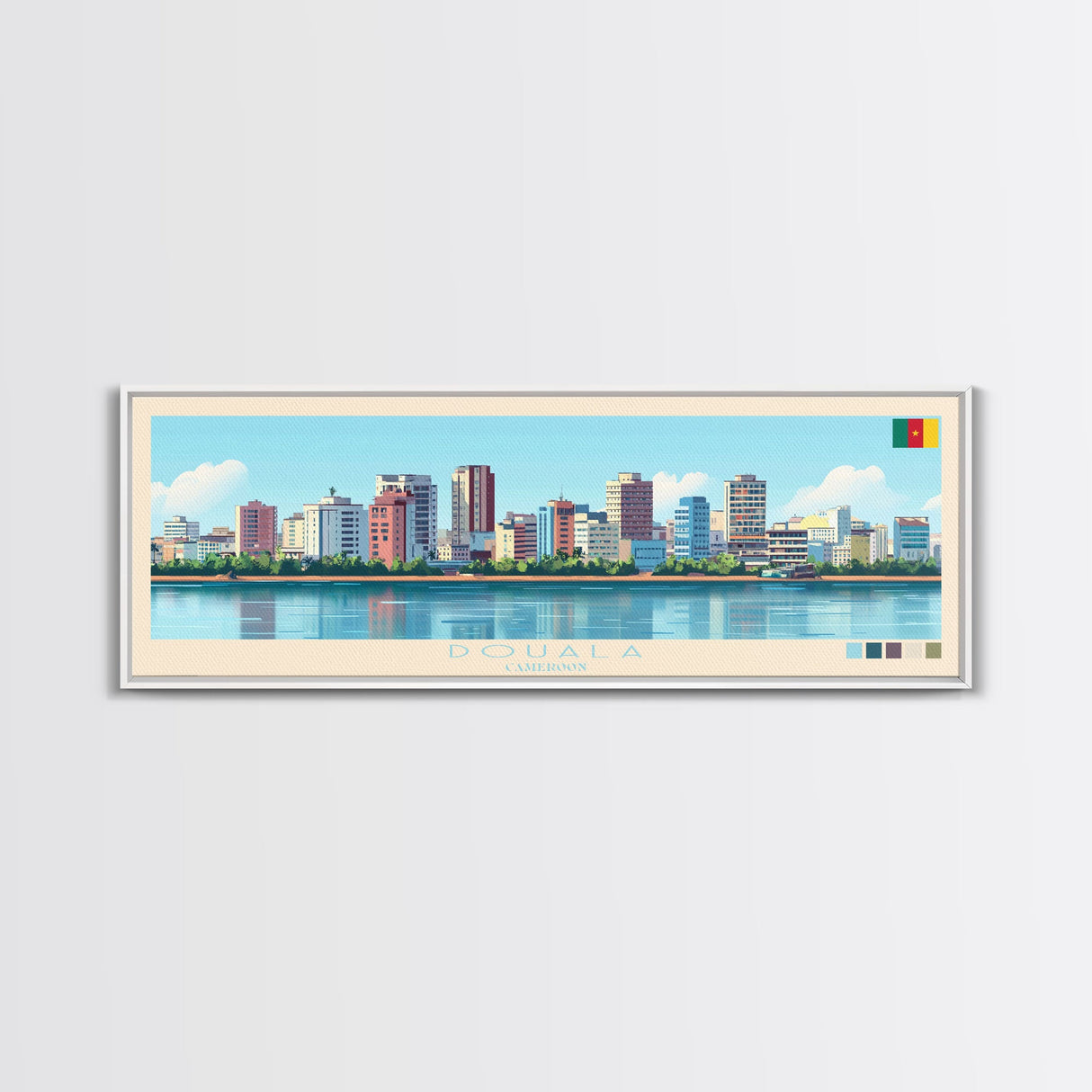 Douala, Cameroon Panoramic Travel Poster Canvas Print, Douala, Cameroon Painting, Cameroon Art, Douala Panoramic Travel Art, Travel Painting