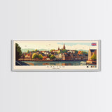 Panoramic Travel Poster Exeter, England Canvas Print, Exeter, England Painting, England Art, Exeter Travel Art, Guest Room Painting