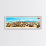 Fez, Morocco Travel Poster Panoramic Canvas Print, Fez, Morocco Painting, Morocco Art, Fez Travel Art, Guest Room Painting