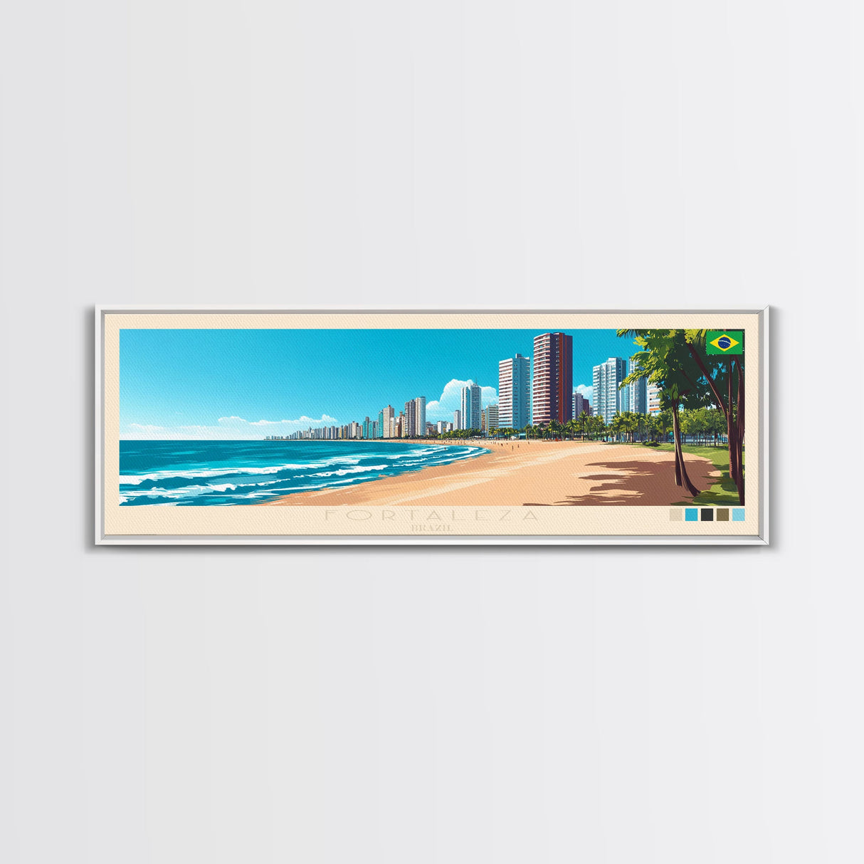 Panoramic Travel Poster Fortaleza, Brazil Canvas Print, Fortaleza, Brazil Painting, Brazil Art, Fortaleza Travel Art, Guest Room Painting