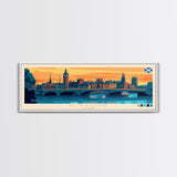 Glasgow, Scotland Panoramic Travel Poster Canvas Print, Glasgow, Scotland Painting, Scotland Art, Glasgow Travel Art, Guest Room Painting